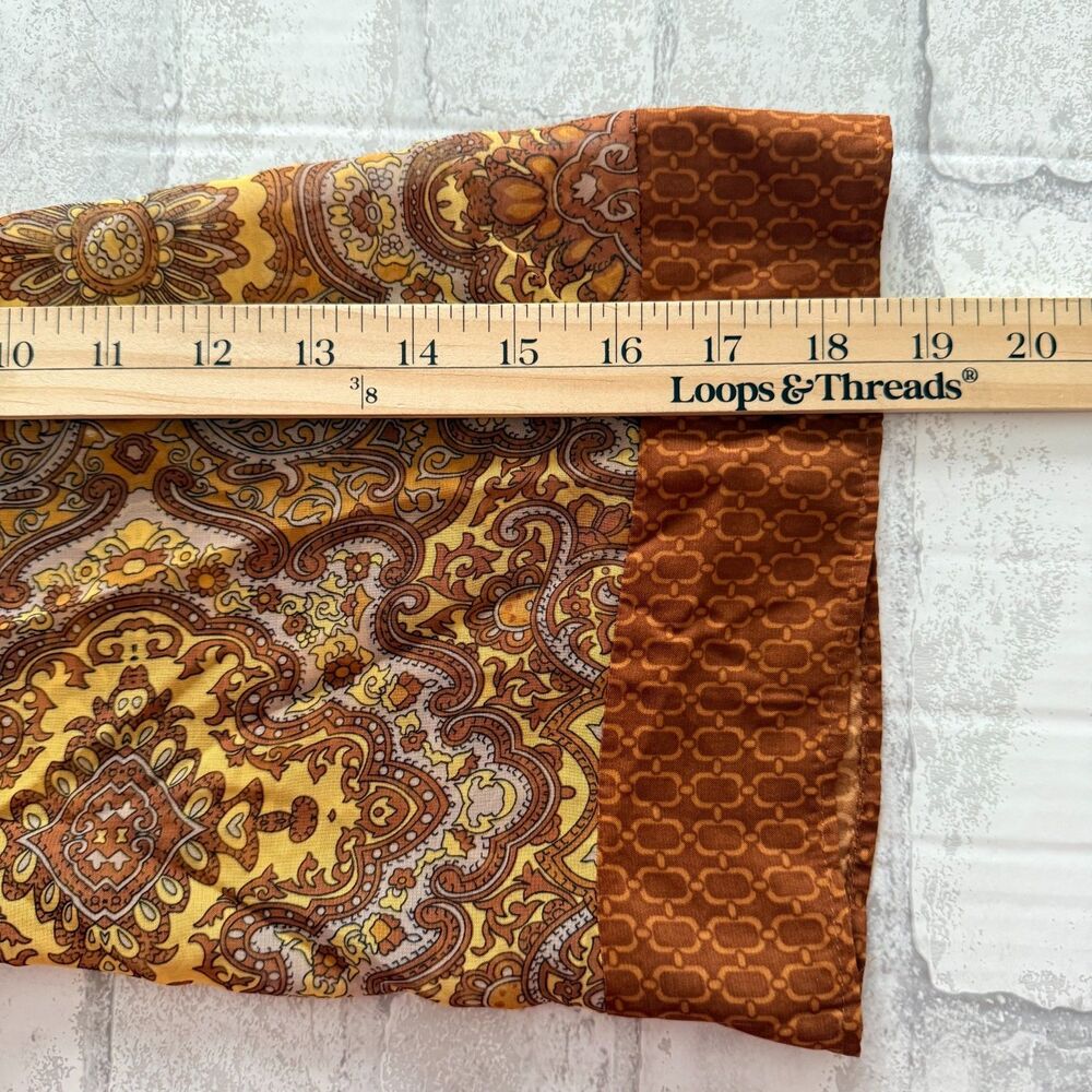 NY&Co Brown Damask Belted Dress Retro Style 3/4 Sleeves V-Neck Chic Sz S - Picture 6 of 12
